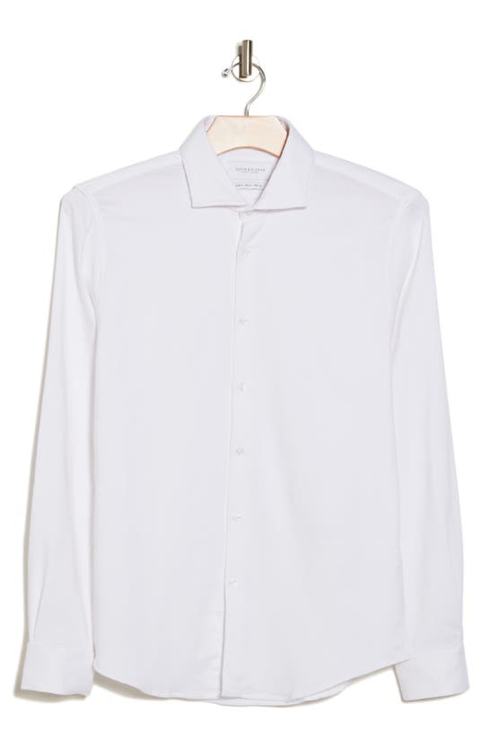 Shop Denim And Flower Dobby Stretch Cotton Blend Button-up Shirt In White