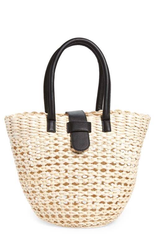 btb Los Angeles Jules Large Straw Tote in Natural/Black