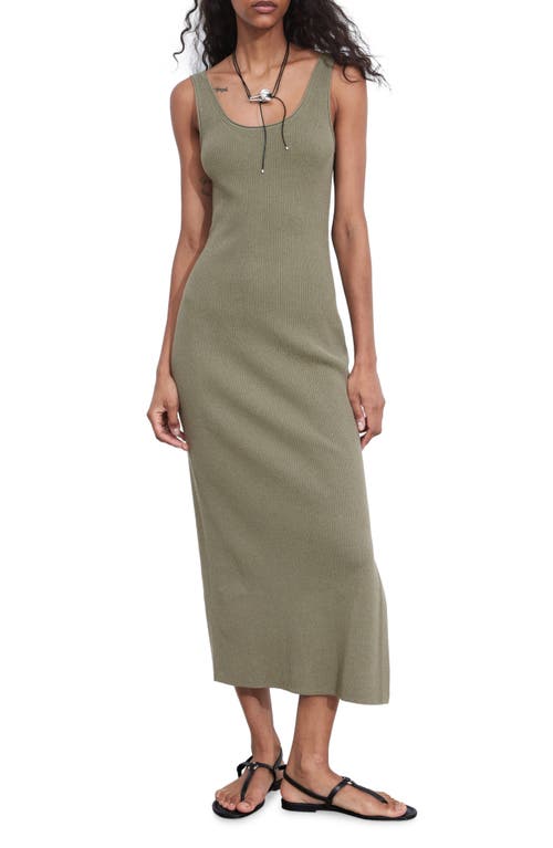 Shop & Other Stories Rib Cotton & Linen Blend Tank Dress In Khaki Green Medium D