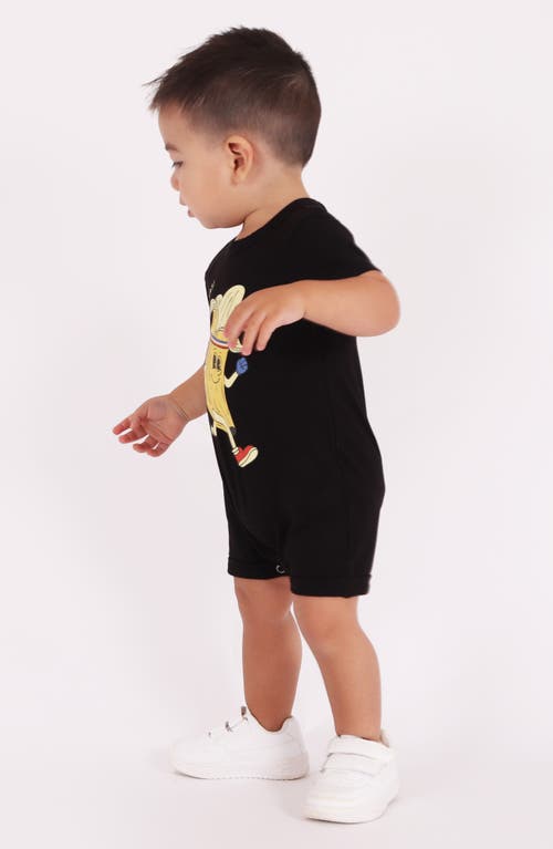 Shop Tiny Tribe That's Bananas Cotton Graphic Romper In Black