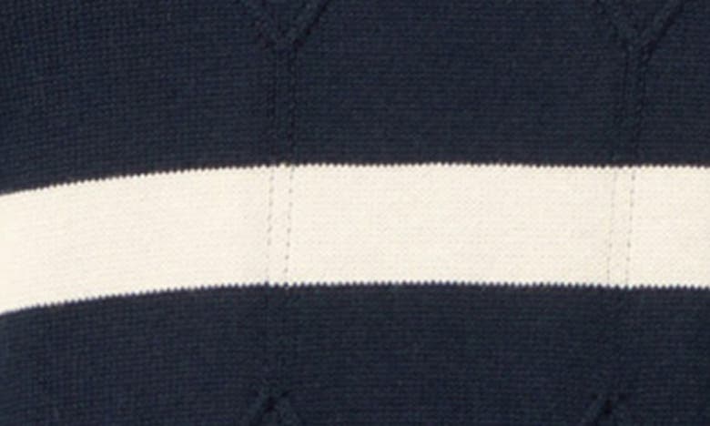 Shop Ben Sherman Argyle Stripe Polo Sweater In Dark Navy