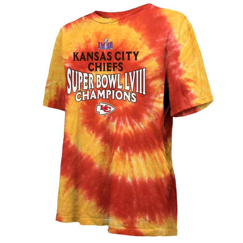 Shop Majestic Threads  Red/gold Kansas City Chiefs Super Bowl Lviii Champions Oversized Tie-dye T-shirt