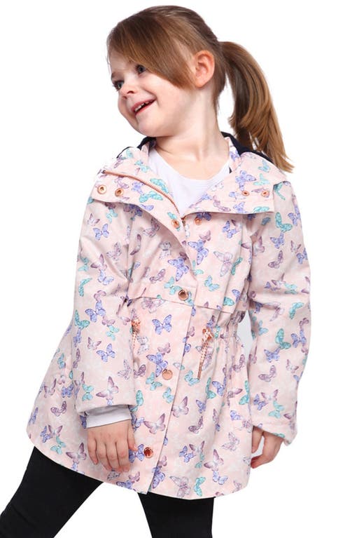 Shop Rokka&rolla Kids' Lightweight Rain Jacket Trench Coat In Butterfly Pink