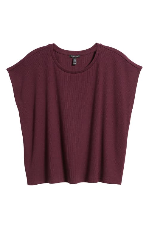 Shop Eileen Fisher Crewneck Boxy Rib T-shirt In Blackberry