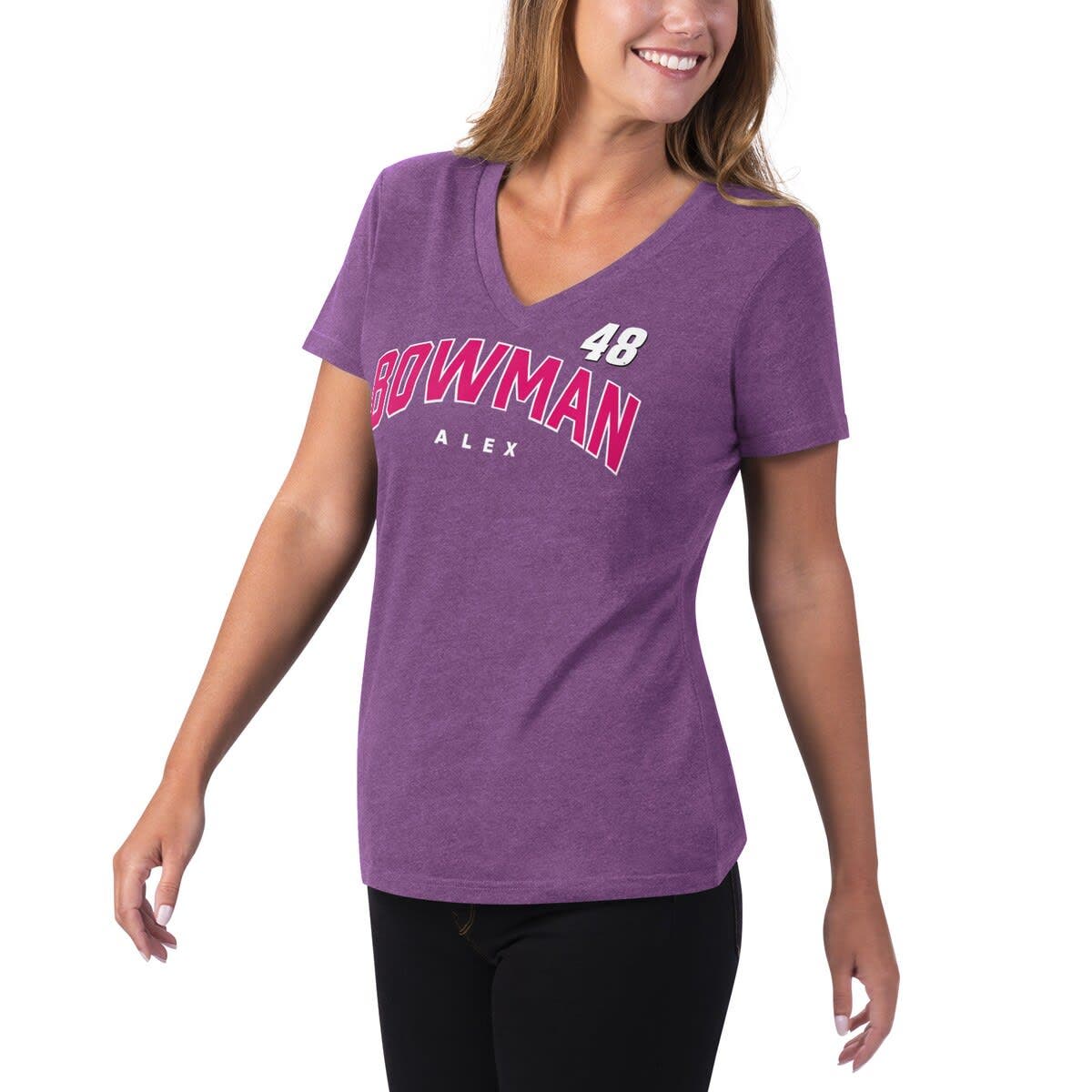 Women's G-iii 4her By Carl Banks Purple Alex Bowman A-game V-neck T-shirt