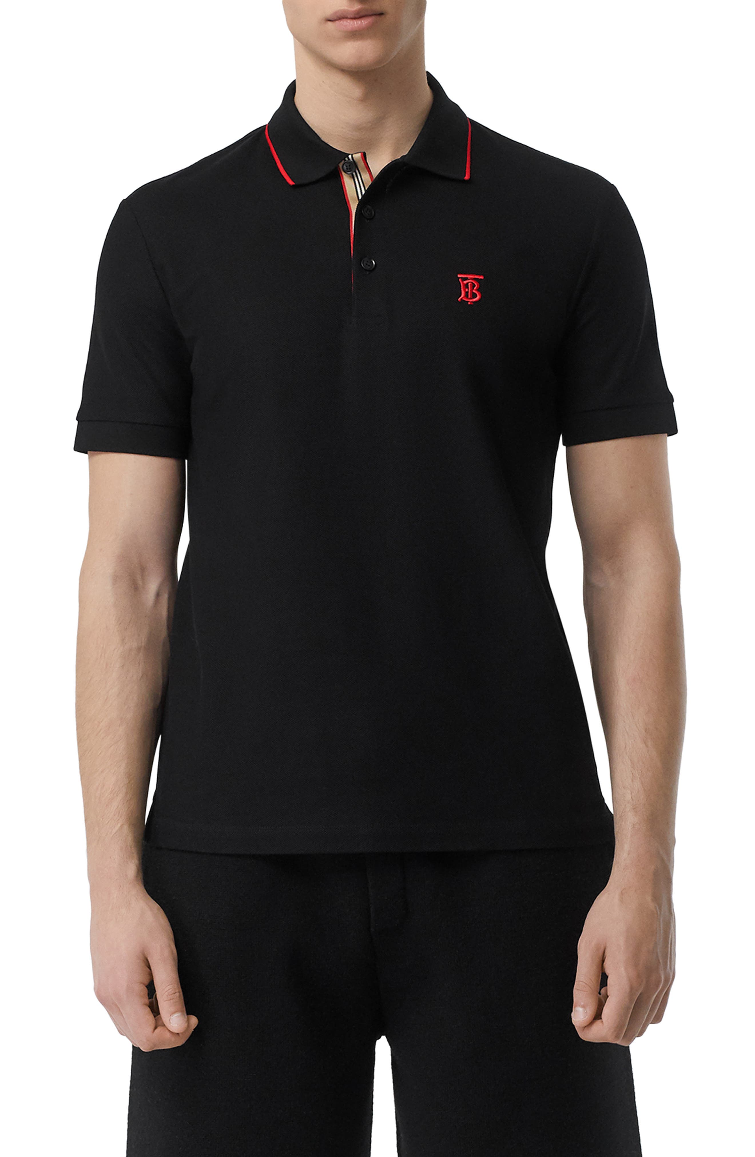 Burberry Short-sleeve Logo Detail Cotton Shirt in Black for Men Mens Clothing T-shirts Polo shirts 