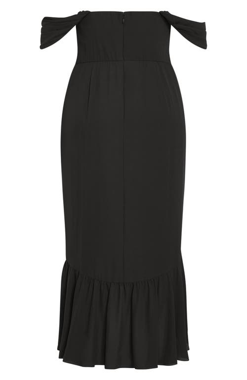 City Chic Rosabella Off The Shoulder Maxi Dress In Black