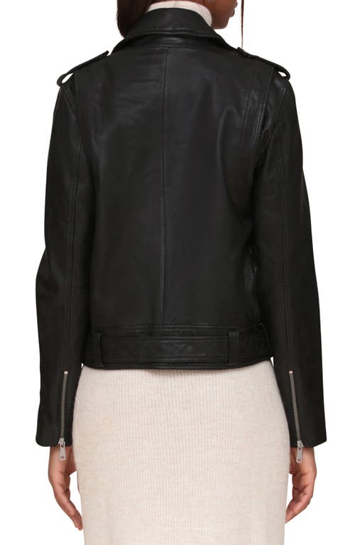 Shop Avec Les Filles Lambskin Leather Double Zip Moto Jacket In Black