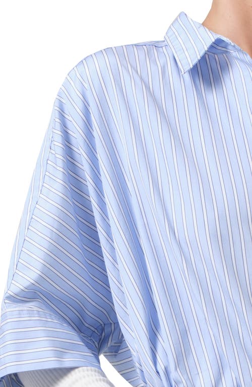 Shop Citizens Of Humanity Claire Origami Elbow Sleeve Cotton Button-up Shirt In Melissani Stripe