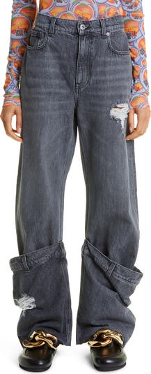 JW Anderson Gender Inclusive Bucket Distressed Straight Leg Jeans  