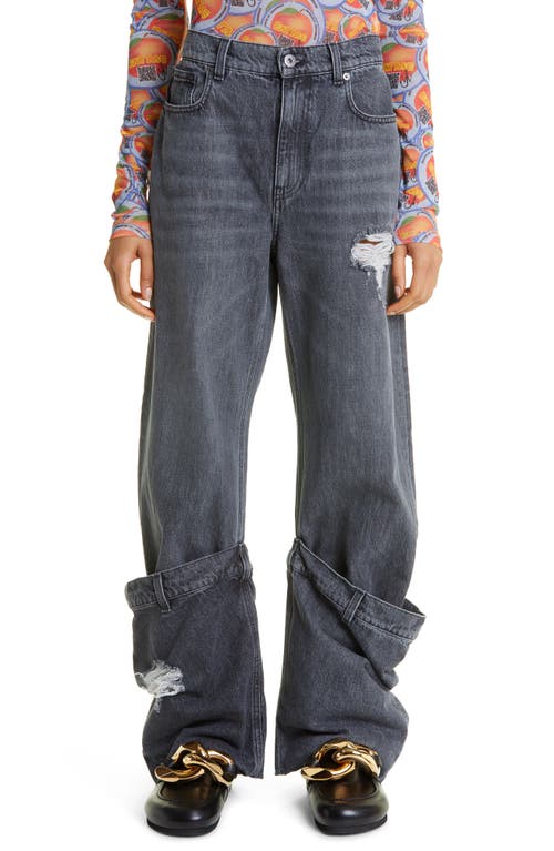 JW Anderson Gender Inclusive Bucket Distressed Straight Leg Jeans in Grey at Nordstrom, Size 32