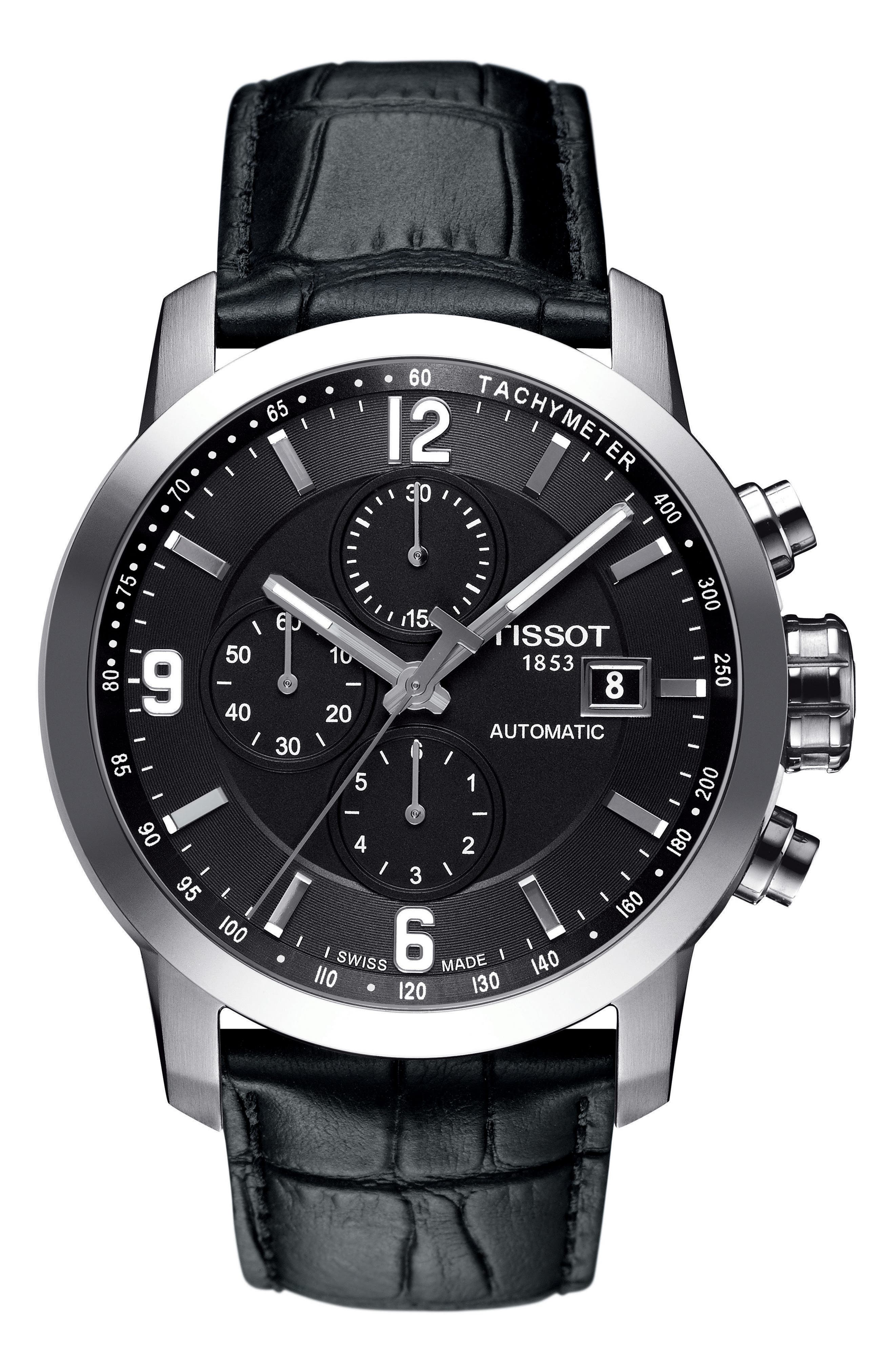 Tissot PRC200 Chronograph Leather Strap Watch, 43mm Nordstrom