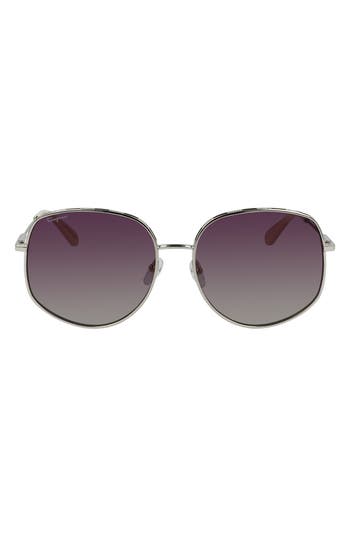 Ferragamo 61mm Gancini Oversize Sunglasses In Metallic