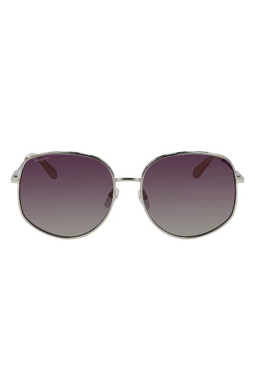 Shop Ferragamo 61mm Gancini Oversize Sunglasses In Gold/ivory