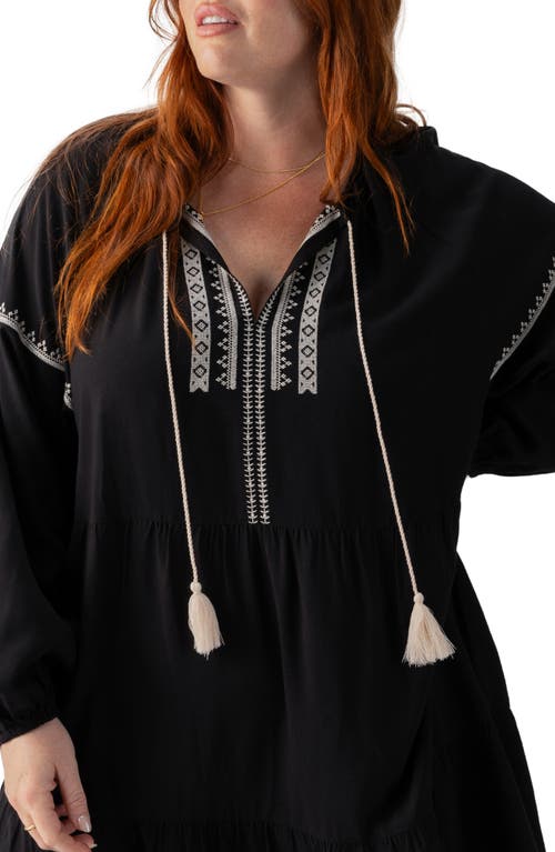 Shop Sanctuary Embroidered Long Sleeve Shift Dress In Black