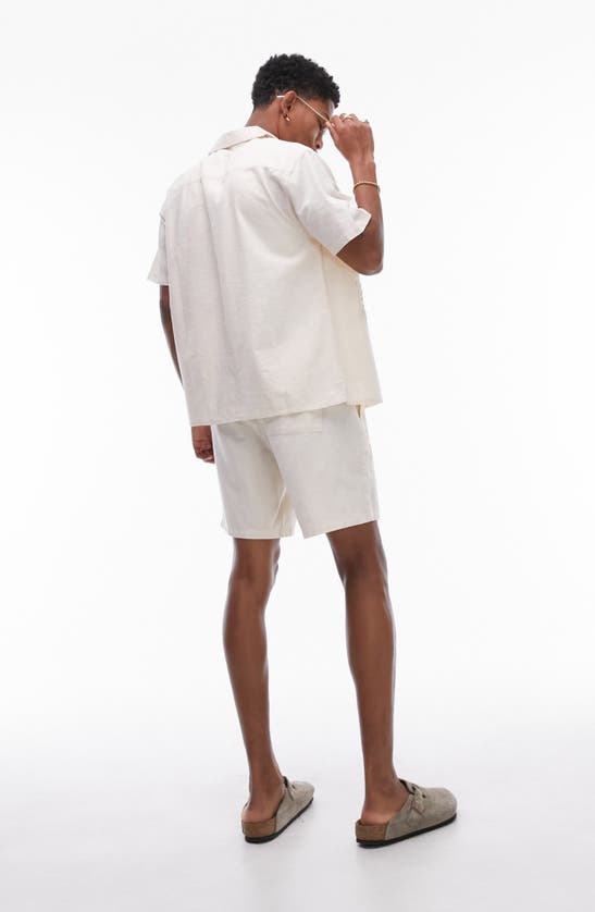 Shop Topman Embroidered Cotton & Linen Shorts In Ivory