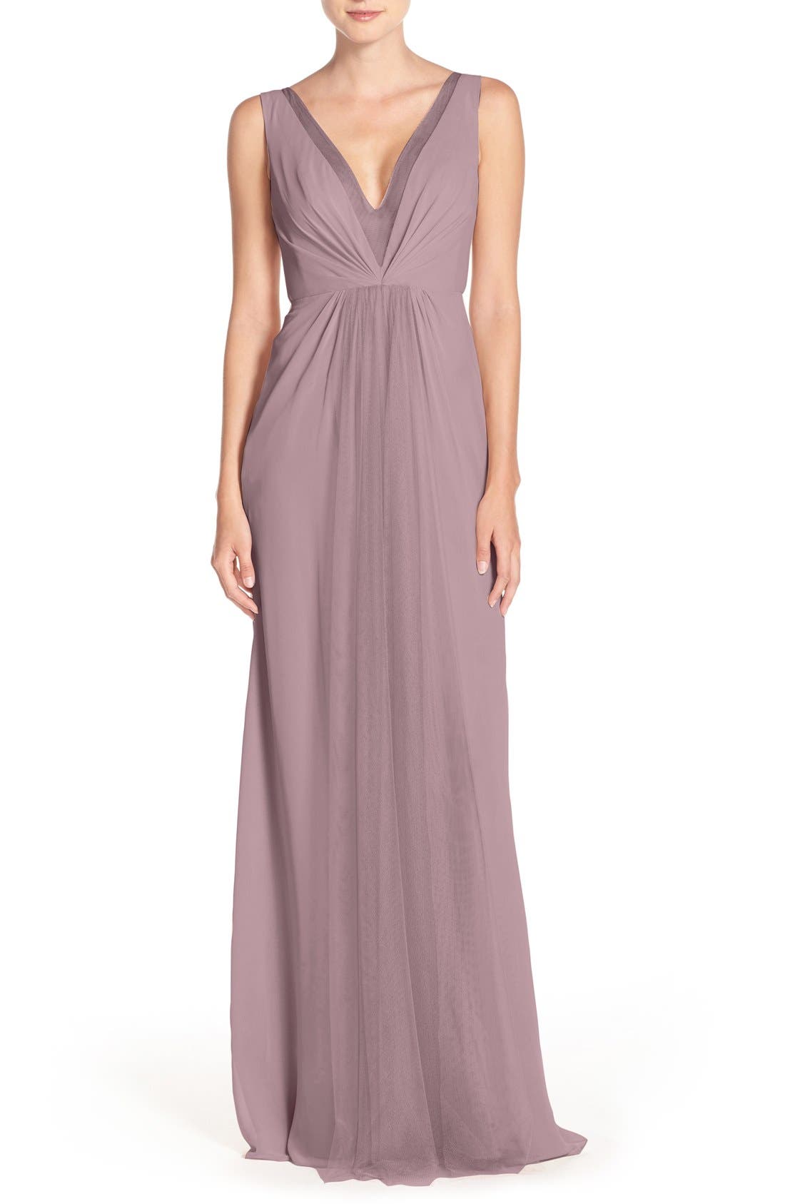 deep v neck chiffon dress