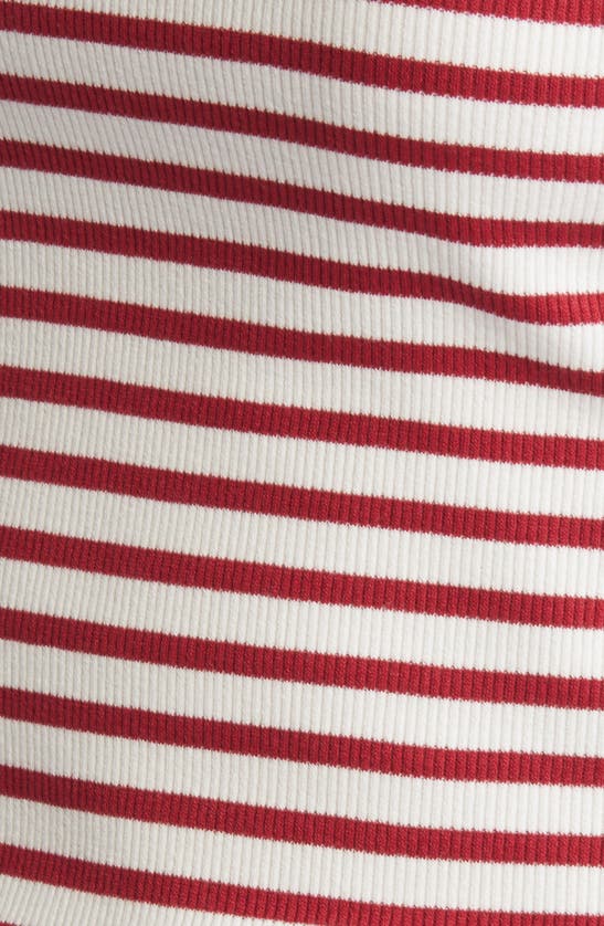 Shop Paige Bijou Stripe Rib T-shirt In Burgundy/ Ivory Stripe