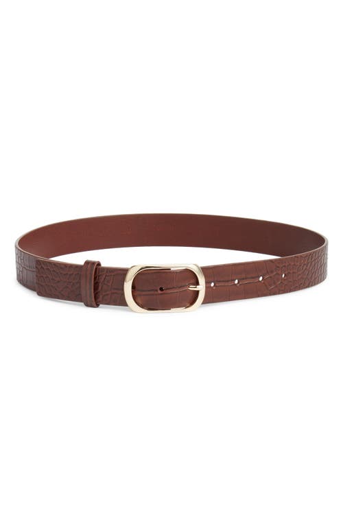 Nordstrom Rebecca Croc Embossed Belt In Brown Chocolate