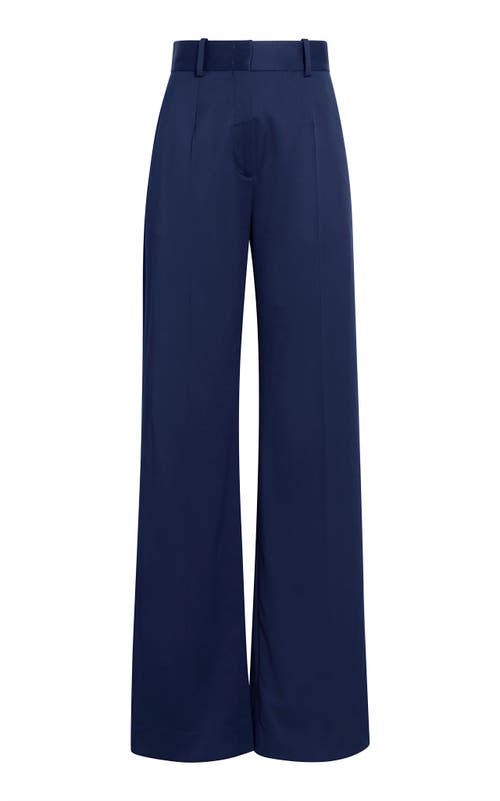 Another Tomorrow Pleated Wide-leg Suit Pants In Navy