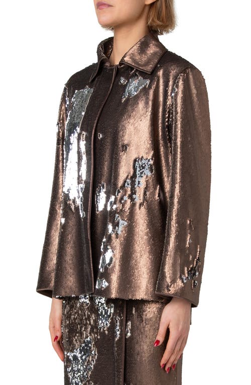 Akris Flip Sequin Jacket In Vicuna-silver
