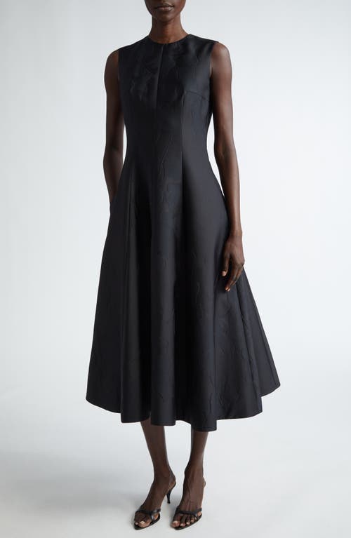 Mara Sleeveless A-Line Midi Dress in Black