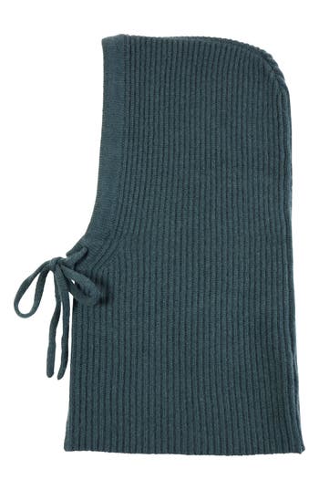 Amicale Cashmere Rib Knit Hood In Spruce