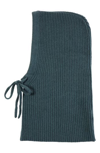 Amicale Cashmere Rib Knit Hood In Green