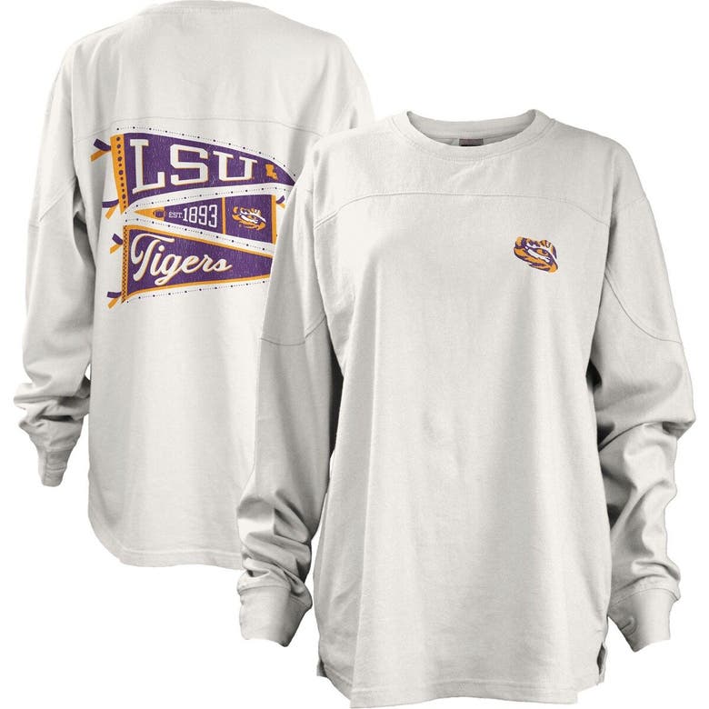 Shop Pressbox White Lsu Tigers Pennant Stack Oversized Long Sleeve T-shirt