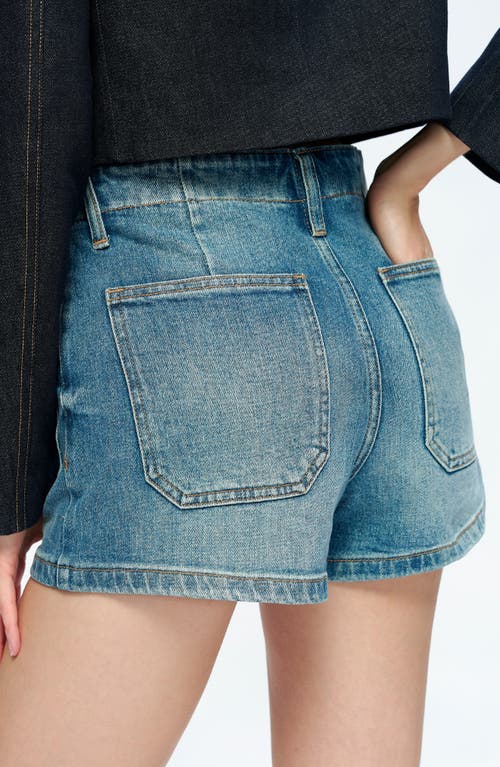Bayeas Maya Lace-up High Waist Denim Shorts In Turquoise