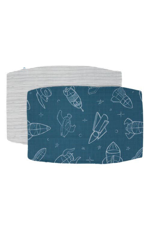 little unicorn 2-Pack Cotton Muslin Pillowcase in Spaceships at Nordstrom