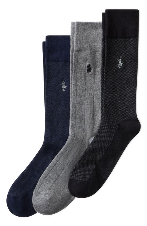 Polo Ralph Lauren Assorted 3-pack Classic Gents Dress Socks In Navy Multi