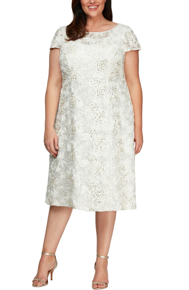 Alex Evenings Rosette Fit & Flare Dress (Plus Size) | Nordstrom