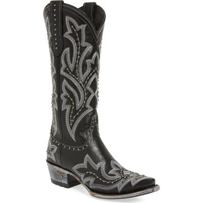 Lane Boots Saratoga Stud Western Boot- Black