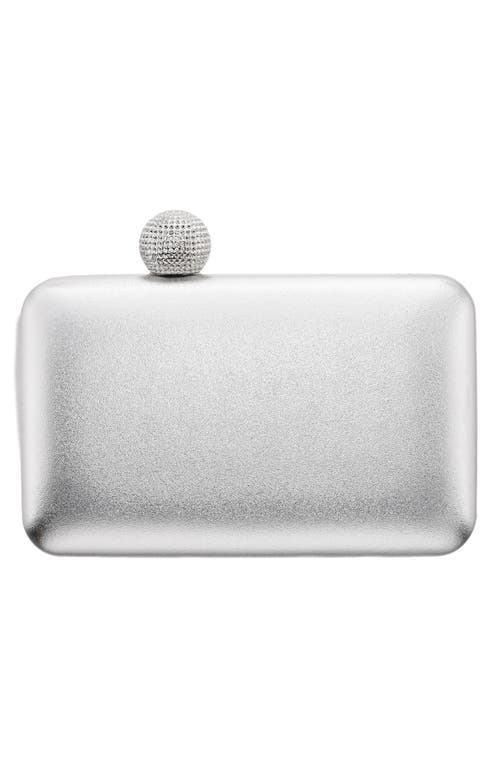 Nina Embossed Snake Minaudiere With Crystal Clasp In Silver