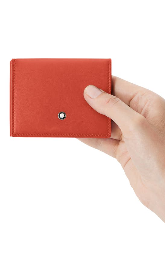 Shop Montblanc Soft Trifold Leather Card Holder In Coral Color