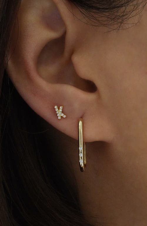 Argento Vivo Sterling Silver Cubic Zirconia Oblong Hoop Earrings In Gold