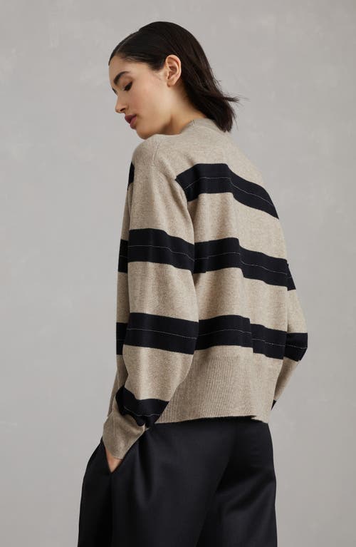 Shop Brunello Cucinelli Mock Neck Sweater With Monili In Brown