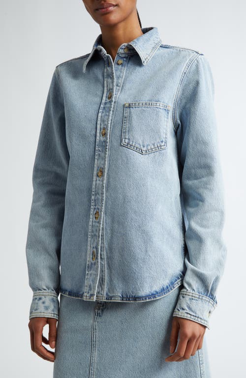 Shop Totême Toteme Fitted Organic Cotton Denim Button-up Shirt In Cool Blue