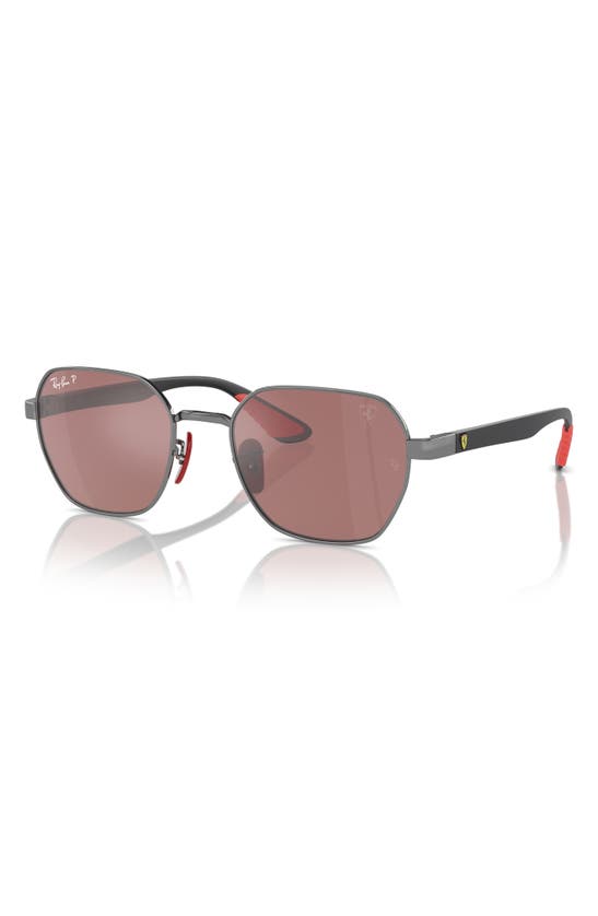 Shop Ray Ban Ray-ban X Scuderia Ferrari 54mm Polarized Chromance Irregular Sunglasses In Gunmetal