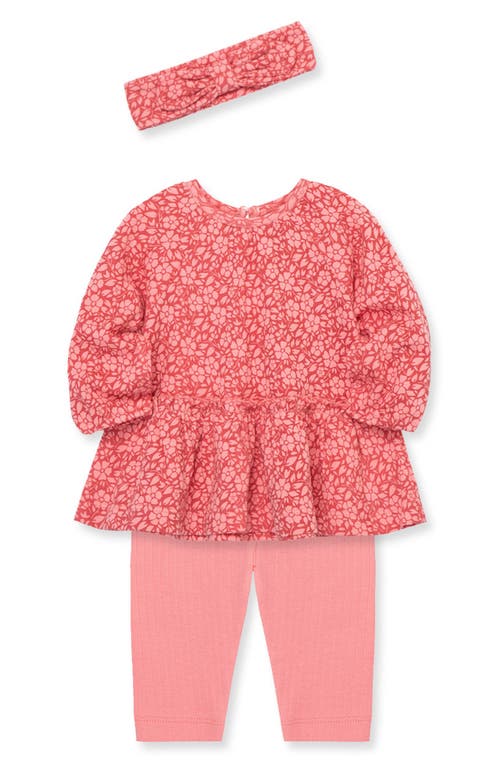 Little Me Floral Tunic, Headband & Leggings Set in Pink at Nordstrom, Size 9M