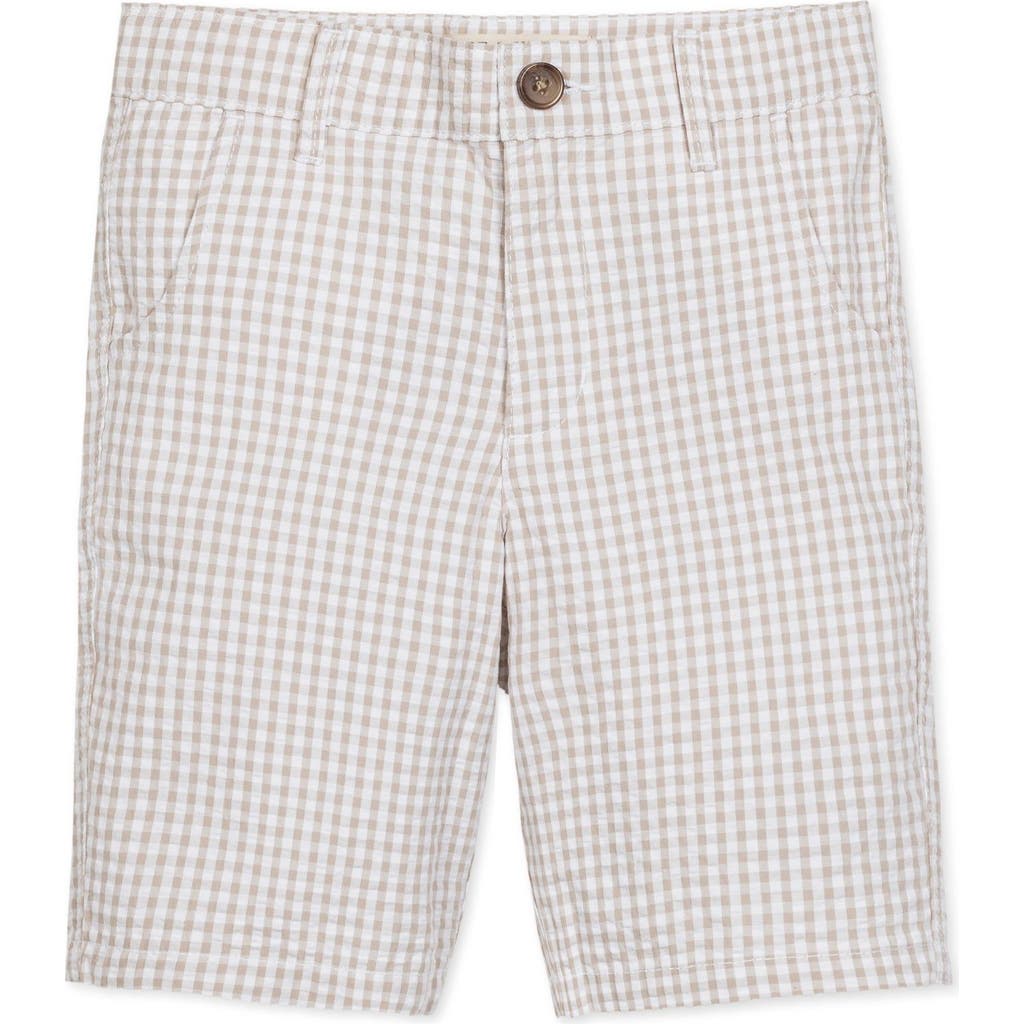 Hope & Henry Boys' Organic Seersucker Short, Kids In Taupe Gingham Seersucker