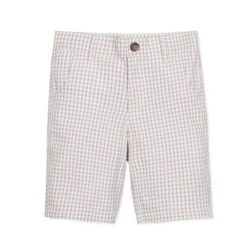 Hope & Henry Boys' Organic Seersucker Short, Kids In Taupe Gingham Seersucker
