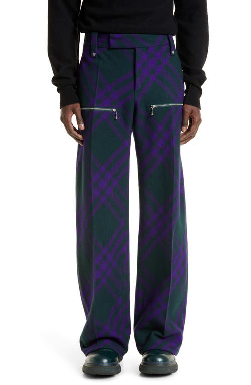 Check Virgin Wool Knit Trousers in Deep Royal Ip Check