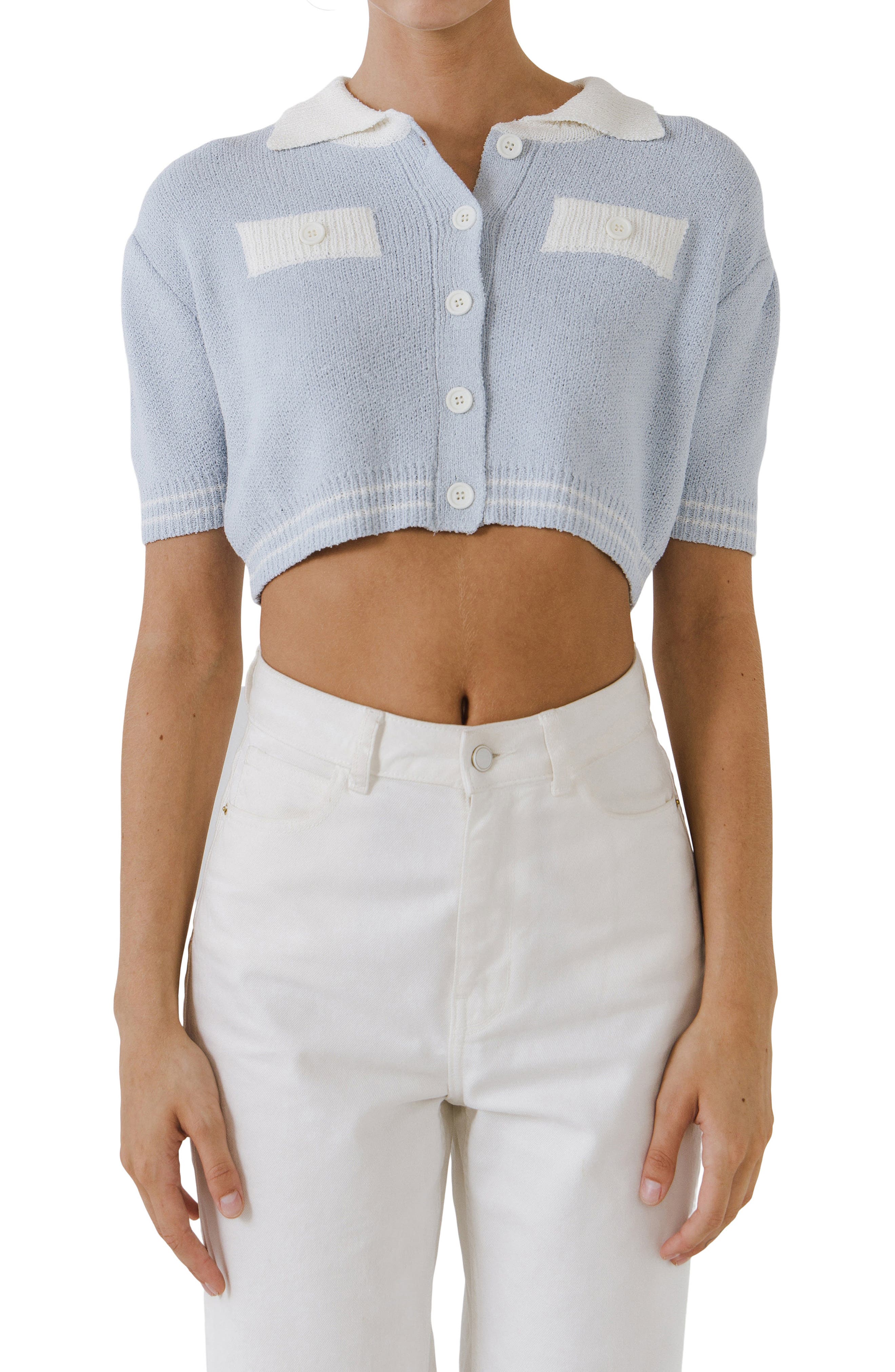 short sleeve cropped cardigan