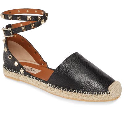 Valentino Garavani Rockstud Espadrille Flat, Black
