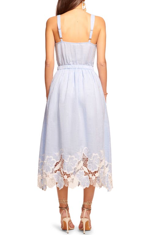 Shop Ramy Brook Aubriella Lace Hem Linen Midi Sundress In Chambray Embroidered Boho