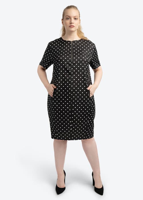 SEE ROSE GO SEE ROSE GO PLEATED TIMELESS DOT DRESS PLUS SIZE