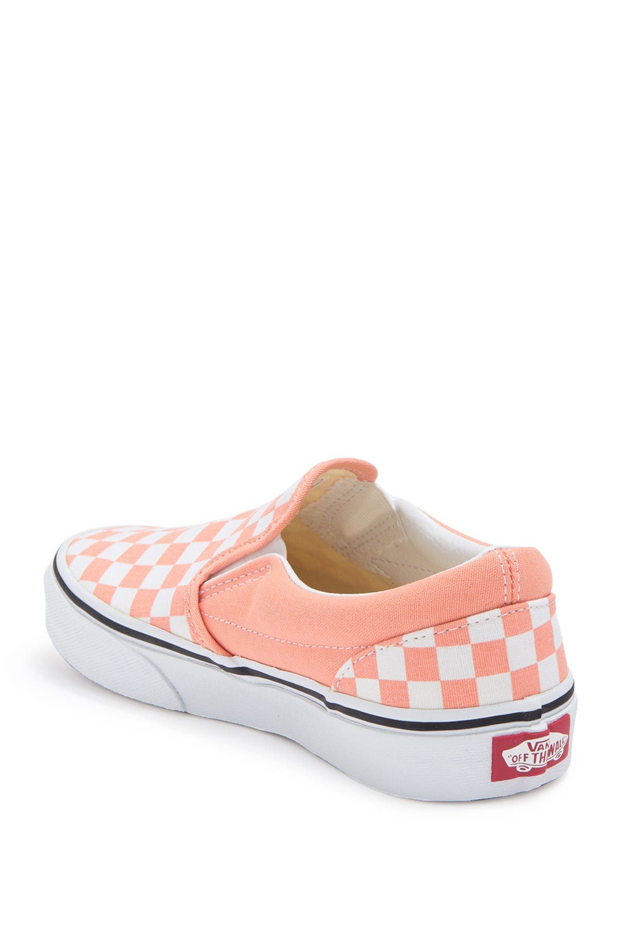 baby pink checkered slip on vans