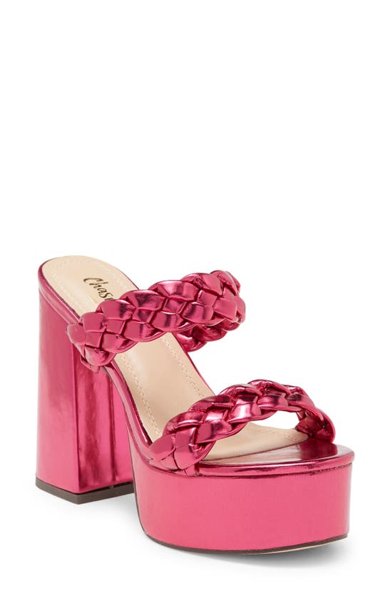 Chase & Chloe Traci Platform Sandal In Fuchsia Metallic